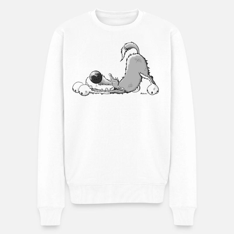 Lustiger Wolf I Yoga Comic I Tier Geschenk - Männer Premium Bio Pullover - Weiß