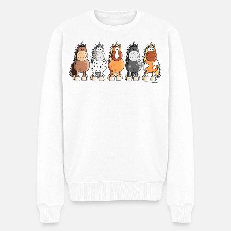 Happy Horses - Männer Premium Bio Pullover - Weiß