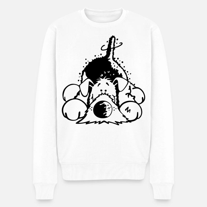 Verträumter Airedale Terrier - Männer Premium Bio Pullover - Weiß