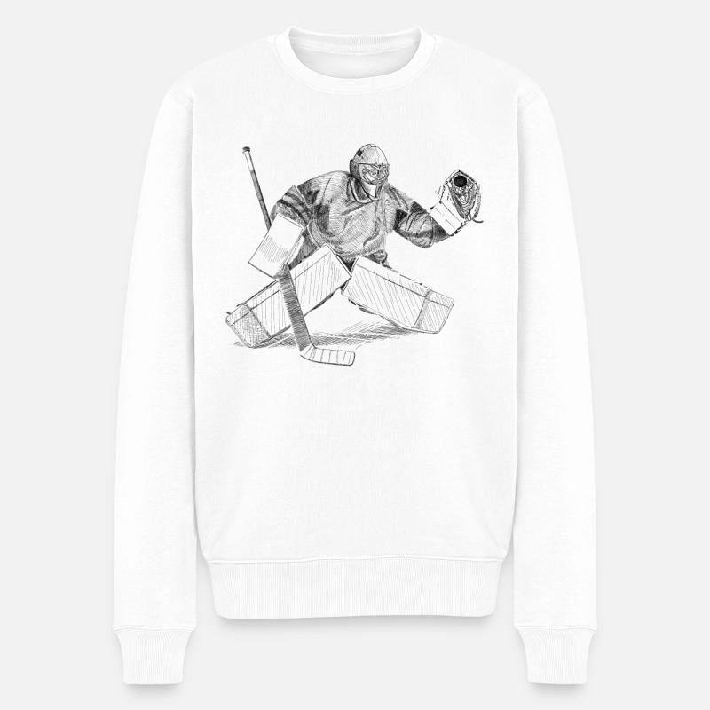 Eishockey torwart - Männer Premium Bio Pullover - Weiß