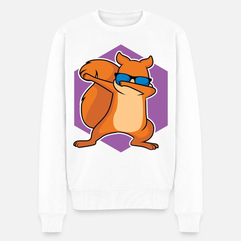 Tanzendes Eichhörnchen - Männer Premium Bio Pullover - Weiß