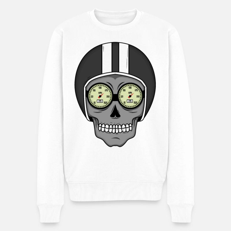 Skull Biker - Design - Pull Premium bio Homme - blanc