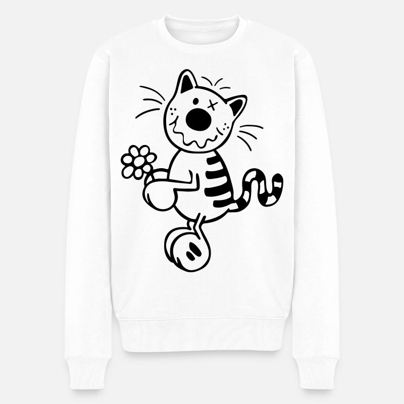 Chat avec la fleur - Pull Premium bio Homme - blanc