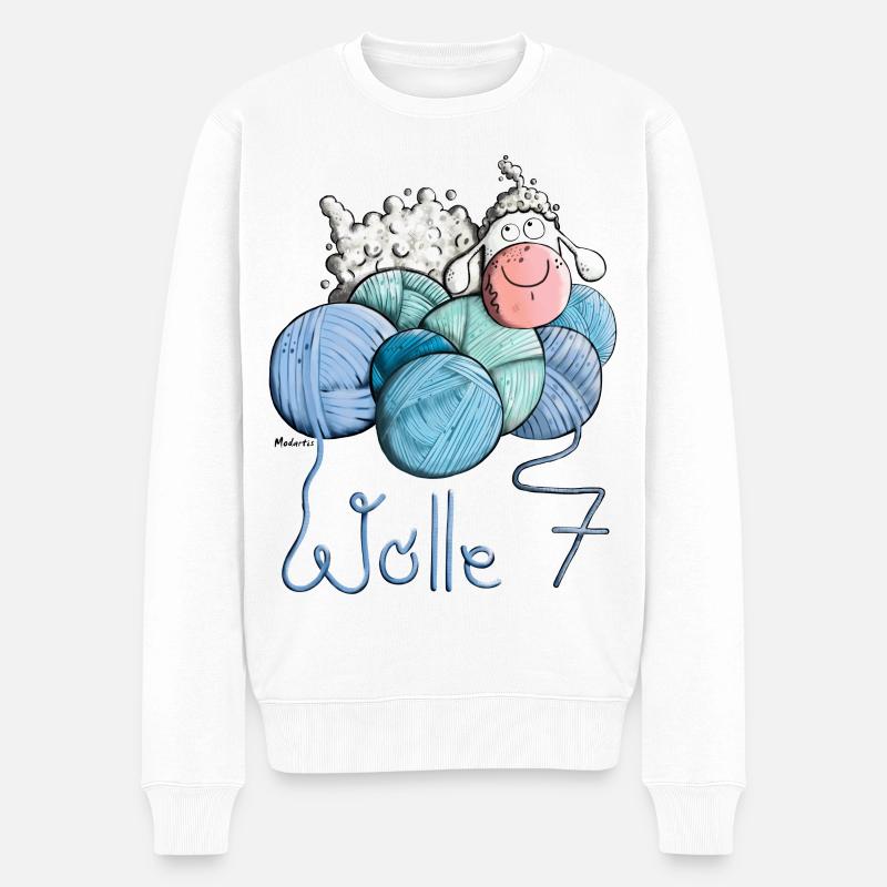 Schaf auf Wolle 7 - Männer Premium Bio Pullover - Weiß