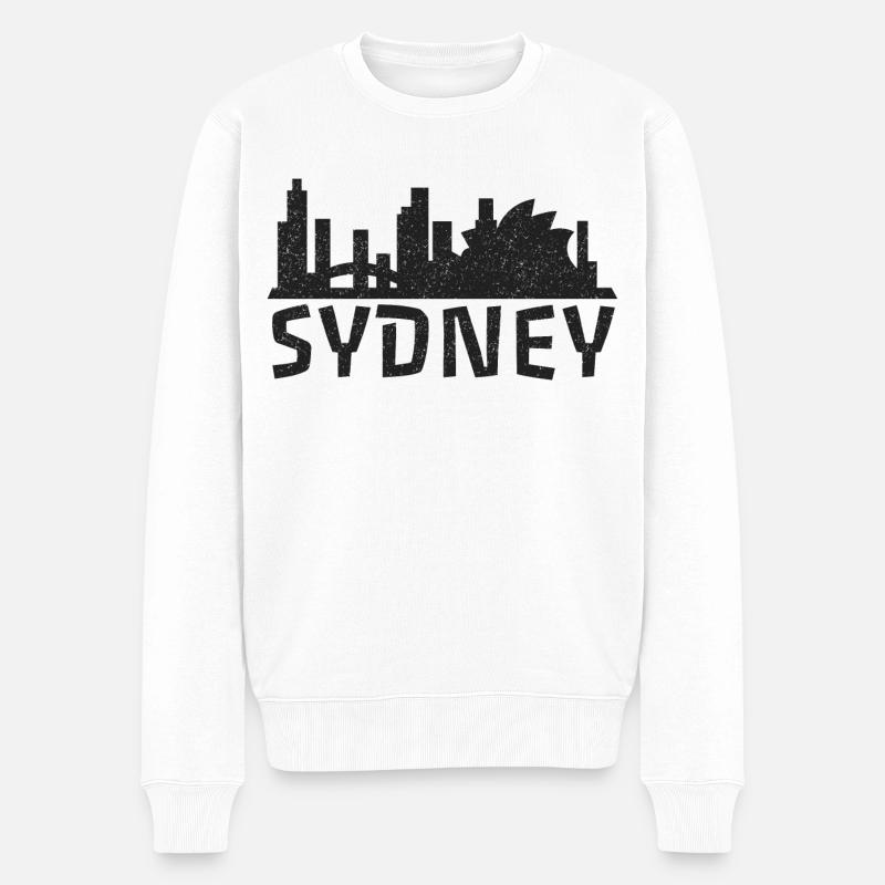 Sydney Skyline - Australien - Männer Premium Bio Pullover - Weiß