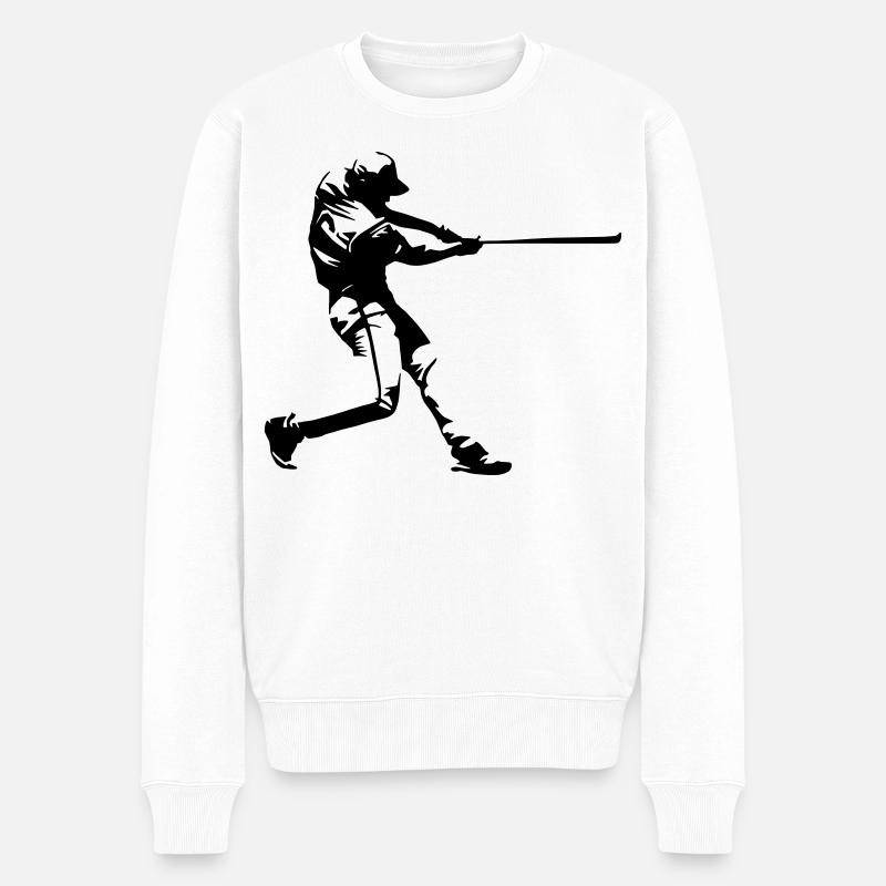 Baseball - Baseballspieler - Männer Premium Bio Pullover - Weiß