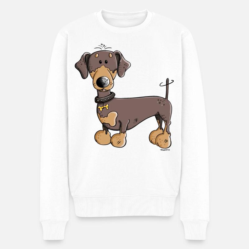 Dilia der Dackel - Männer Premium Bio Pullover - Weiß