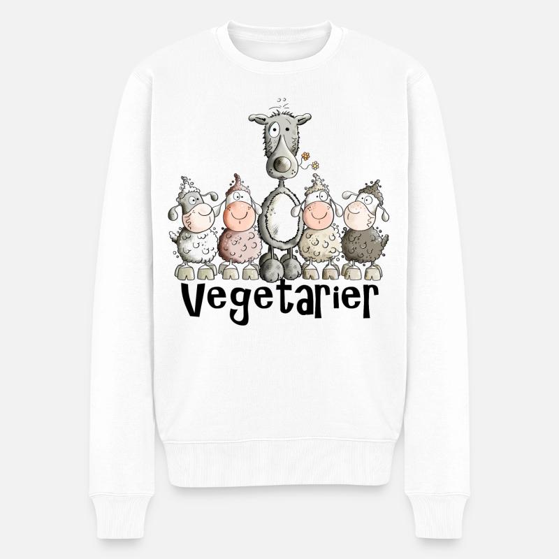 Vegetarier Wolf - Männer Premium Bio Pullover - Weiß