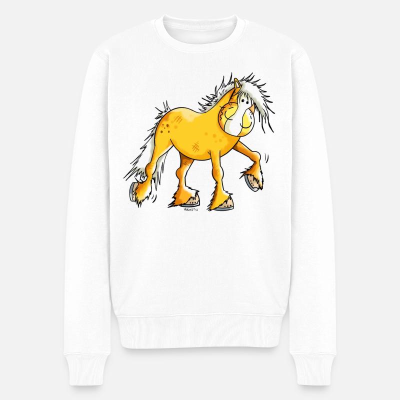 Hera der Haflinger - Männer Premium Bio Pullover - Weiß