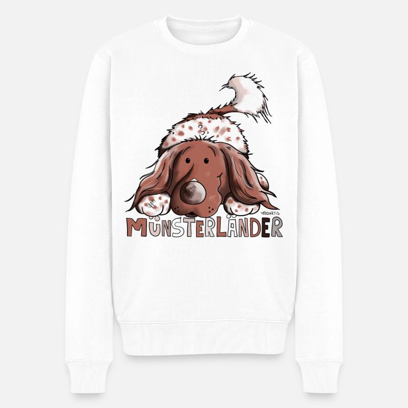 Glücklicher Münsterländer - Männer Premium Bio Pullover - Weiß