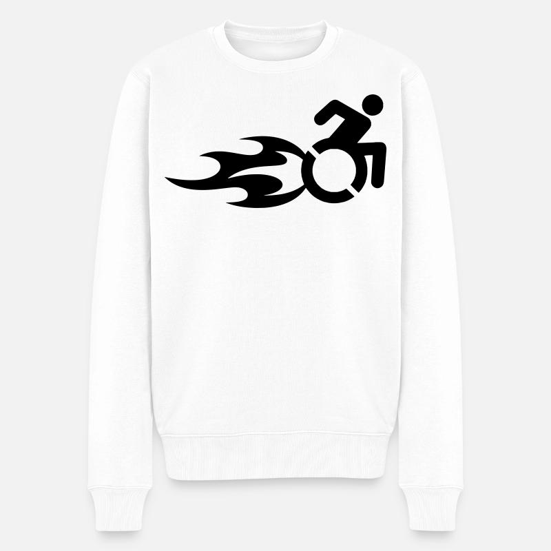 Rollstuhlfahrer mit Flammen # - Männer Premium Bio Pullover - Weiß