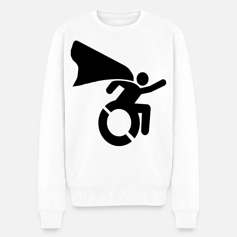 en fauteuil roulant # - Pull Premium bio Homme - blanc