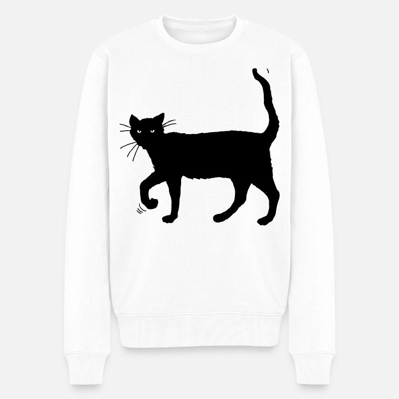 Schwarze Katze - Männer Premium Bio Pullover - Weiß