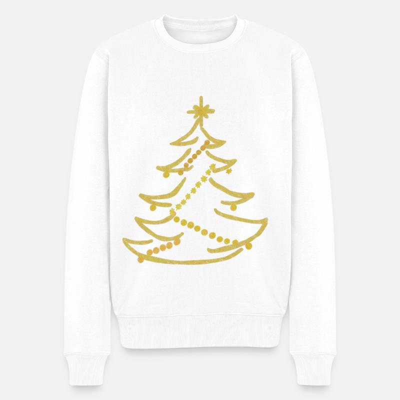 eleganter Weihnachtsbaum - Männer Premium Bio Pullover - Weiß