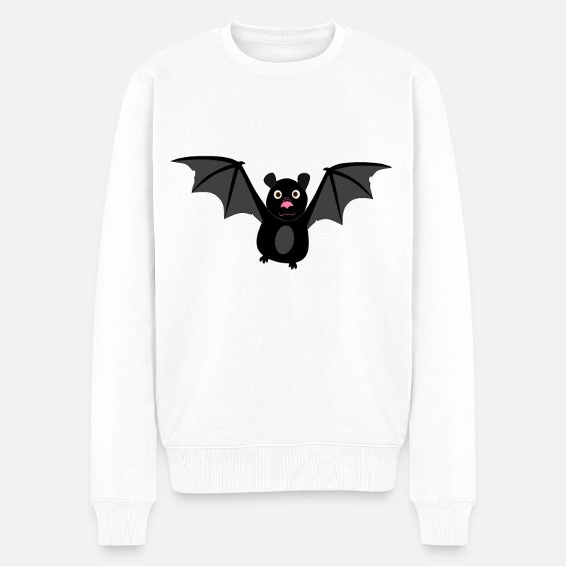 Fledermaus Halloween Vampir Bat - Männer Premium Bio Pullover - Weiß