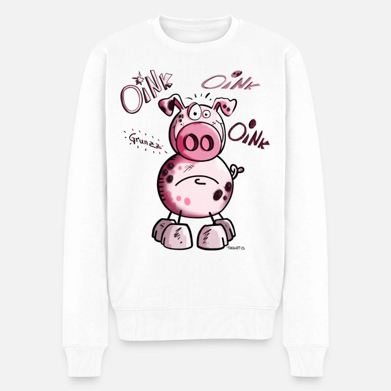 Oink Schweinchen Oink - Männer Premium Bio Pullover - Weiß