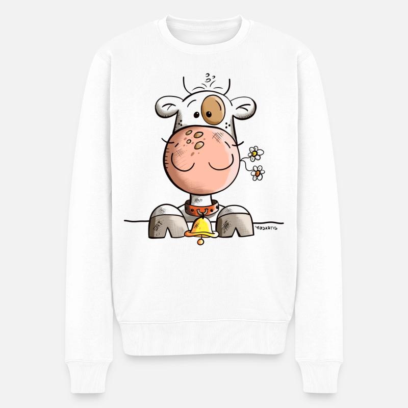 Abenteuerlustige Kuh - Männer Premium Bio Pullover - Weiß