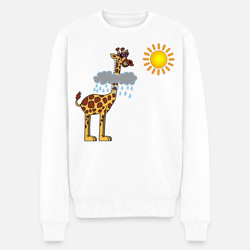 Giraffe und Sonne - Männer Premium Bio Pullover - Weiß
