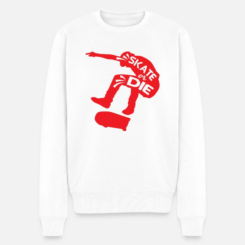 Skate Or Die - Männer Premium Bio Pullover - Weiß