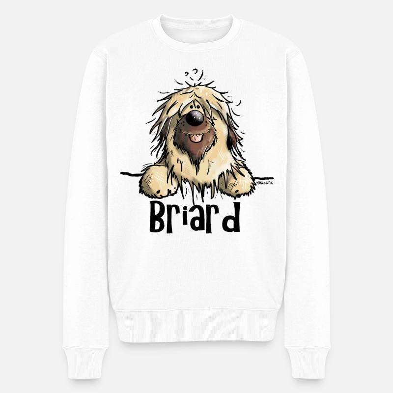 Neugieriger Briard - Männer Premium Bio Pullover - Weiß