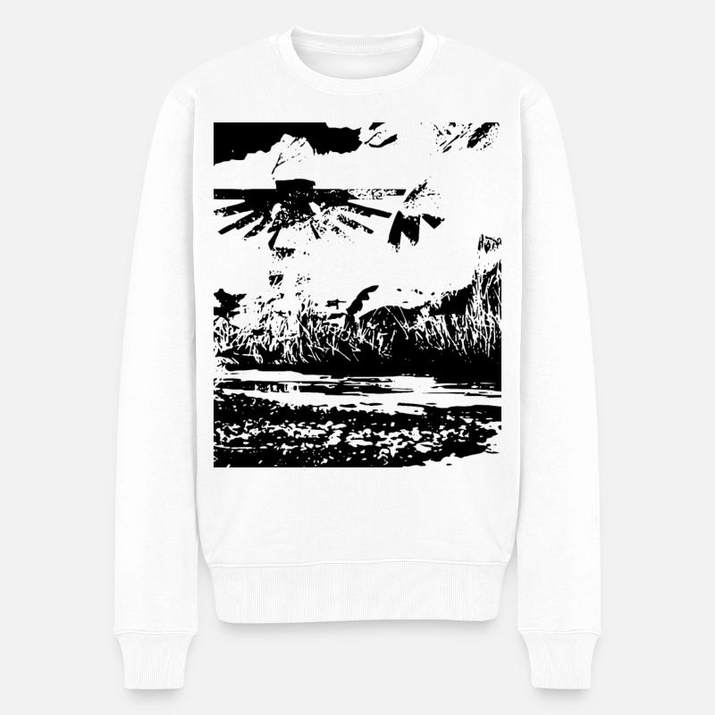 Angelus Fantasy Black Art Design - Männer Premium Bio Pullover - Weiß