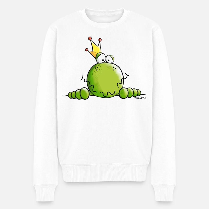 Frosch mit Krone - Männer Premium Bio Pullover - Weiß