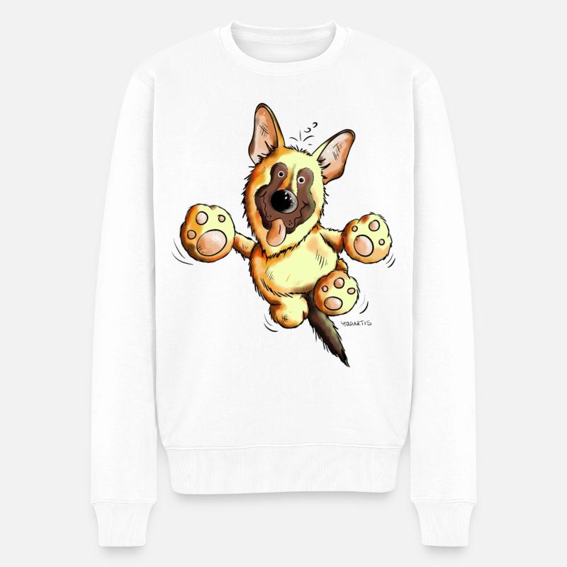 Süßer Deutscher Schäferhund - Männer Premium Bio Pullover - Weiß