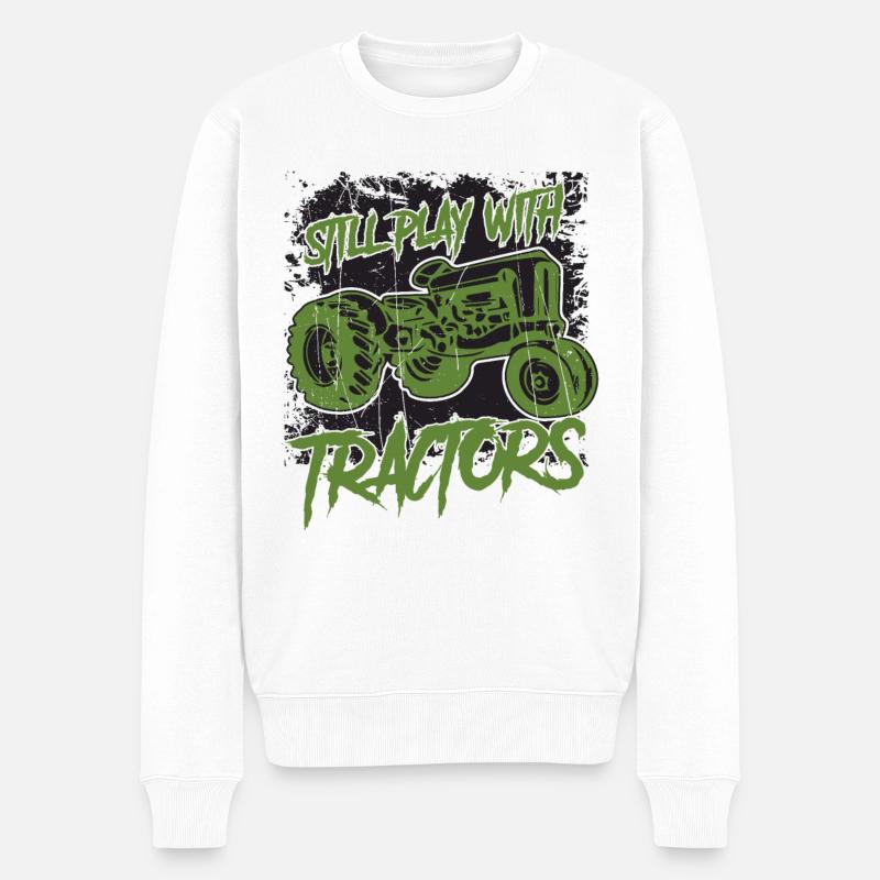 Still Play With Tractors - Männer Premium Bio Pullover - Weiß