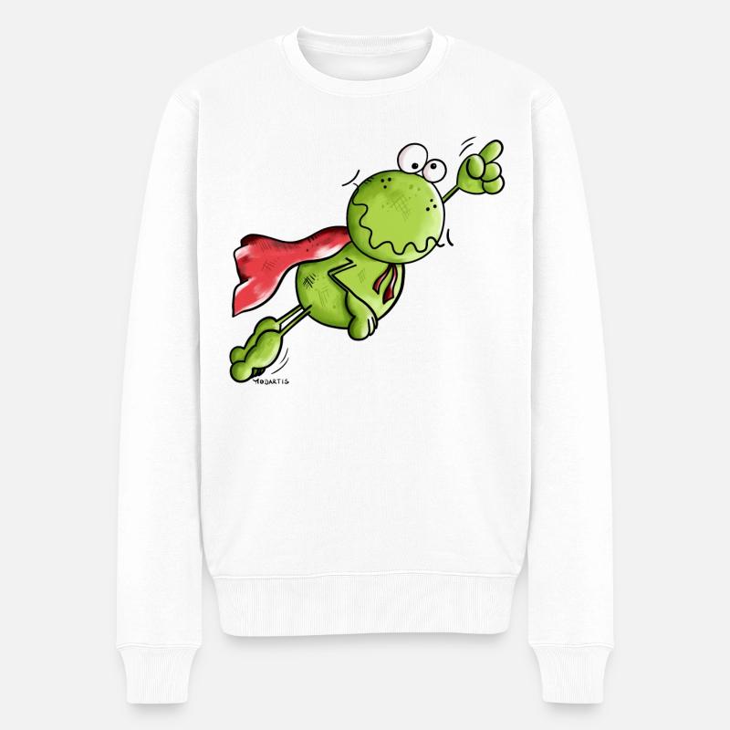 Superfrosch auf Weltreise - Männer Premium Bio Pullover - Weiß
