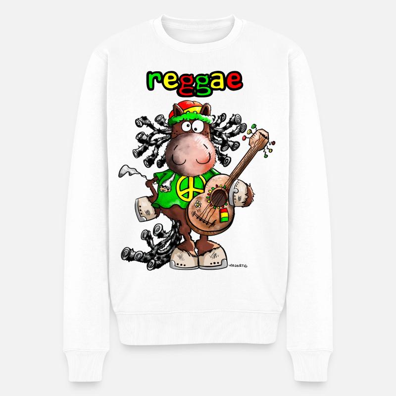 Reggae Pferd - Männer Premium Bio Pullover - Weiß