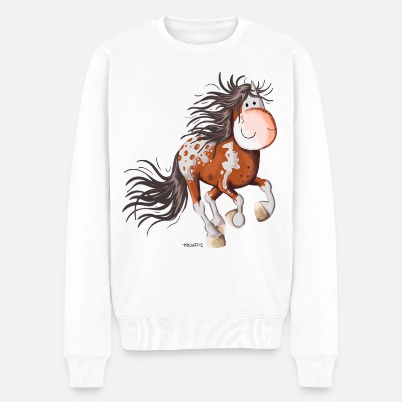 Stürmischer Appaloosa - Männer Premium Bio Pullover - Weiß