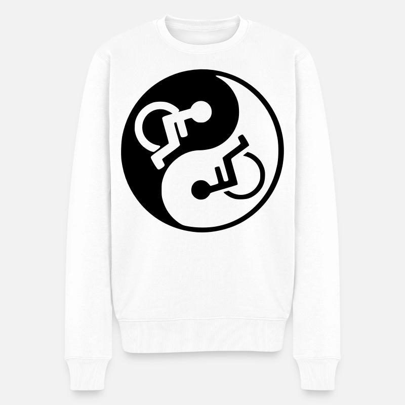 Rollstuhl Yin und Yang Symbol Bild # - Männer Premium Bio Pullover - Weiß