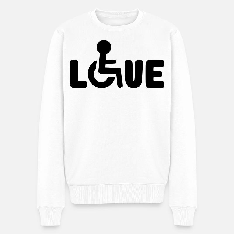 Liebe zum Rollstuhl # - Männer Premium Bio Pullover - Weiß