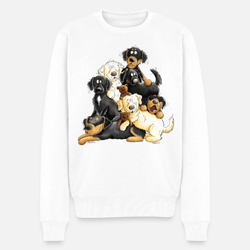 Hovawart Hundehaufen Comic Hunde Geschenk - Männer Premium Bio Pullover - Weiß