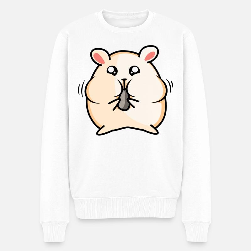 Süßer Hamster - Männer Premium Bio Pullover - Weiß