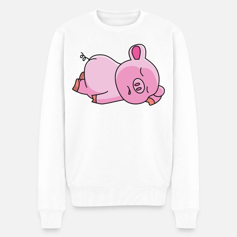 Cochon rose - design - Pull Premium bio Homme - blanc