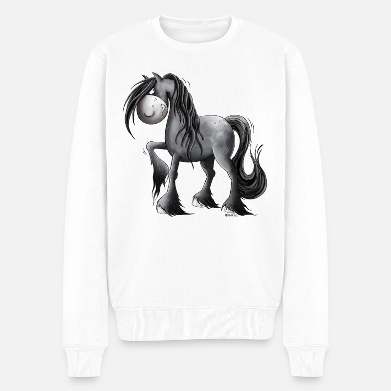 Mürrisches Pferd I Pferde Comic für Reiter - Männer Premium Bio Pullover - Weiß