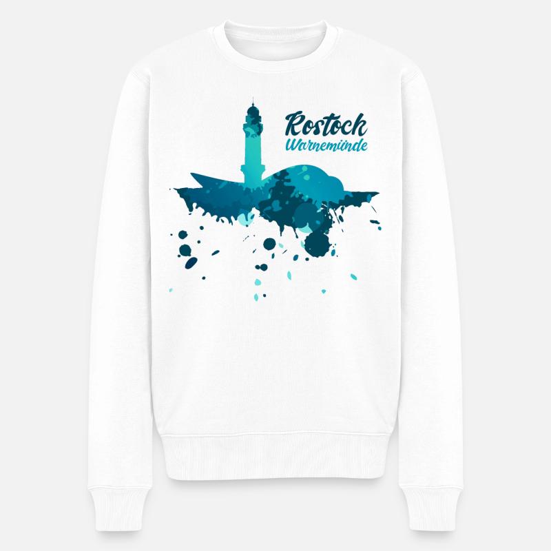 Rostock Warnemünde - Männer Premium Bio Pullover - Weiß