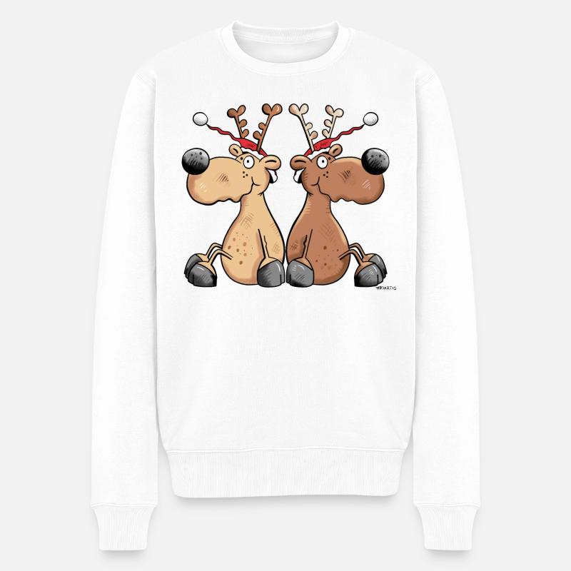 Renne de Noël - Pull Premium bio Homme - blanc