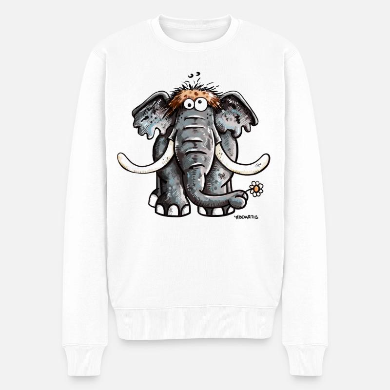 Der Elefant - Männer Premium Bio Pullover - Weiß