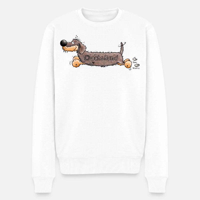 Mignon Dachshund - Pull Premium bio Homme - blanc