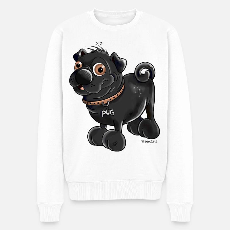 Carlin noir drôle - Pull Premium bio Homme - blanc