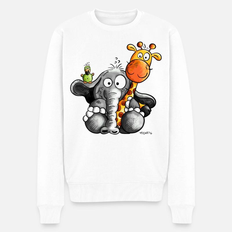 Éléphant et amis - Pull Premium bio Homme - blanc