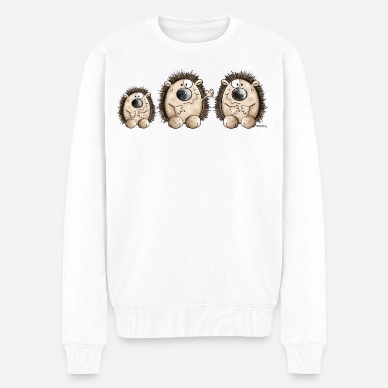 Igel Familie - Männer Premium Bio Pullover - Weiß