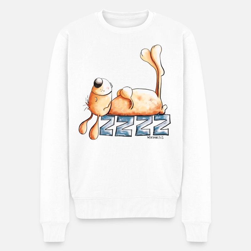 Schlafender Hase I Hasenmotiv Kaninchen - Männer Premium Bio Pullover - Weiß