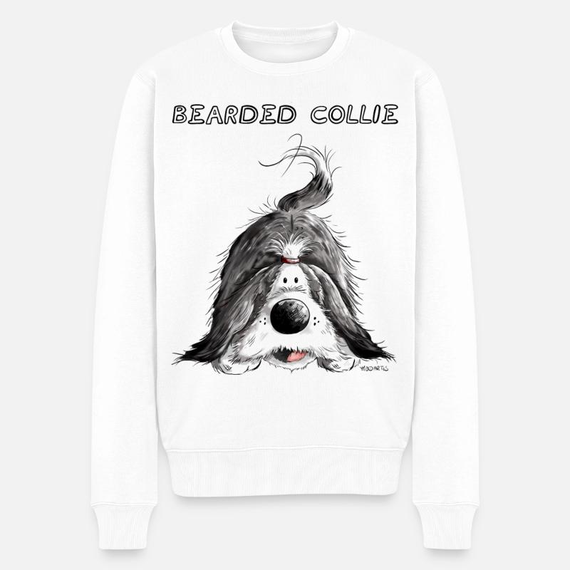 Bearded Collie - Pull Premium bio Homme - blanc
