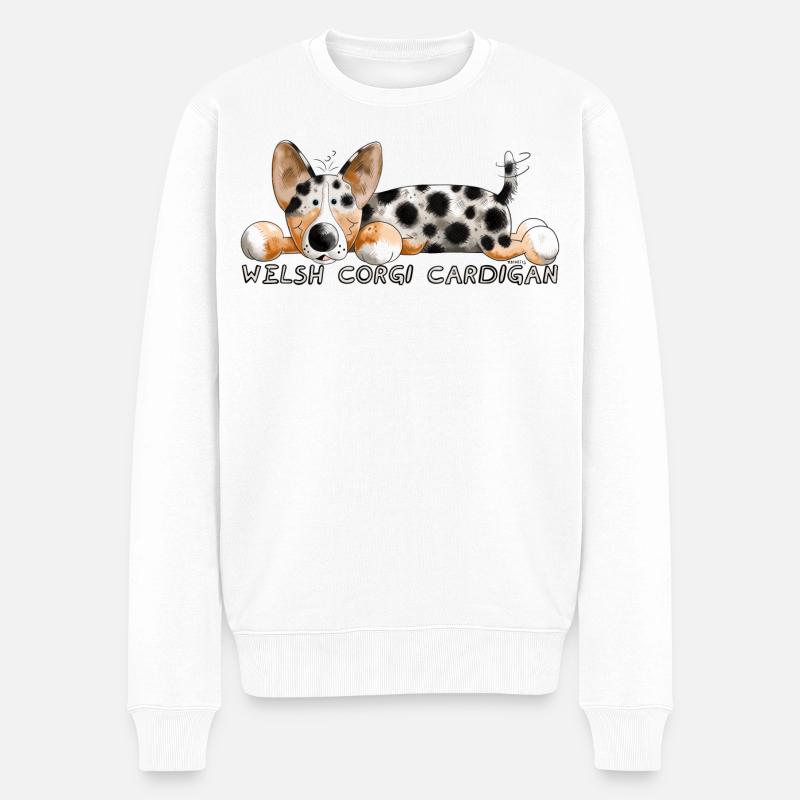Der Welsh Corgi Cardigan - Männer Premium Bio Pullover - Weiß