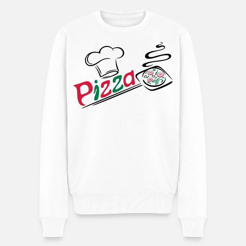 Pizza Bäcker mit Kochmütze, chef hat - Männer Premium Bio Pullover - Weiß