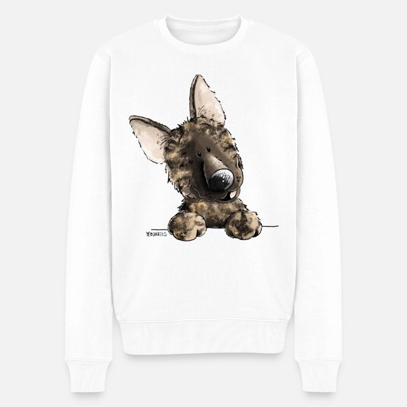 Lustiger Holländischer Schäferhund I Comic Hund - Männer Premium Bio Pullover - Weiß