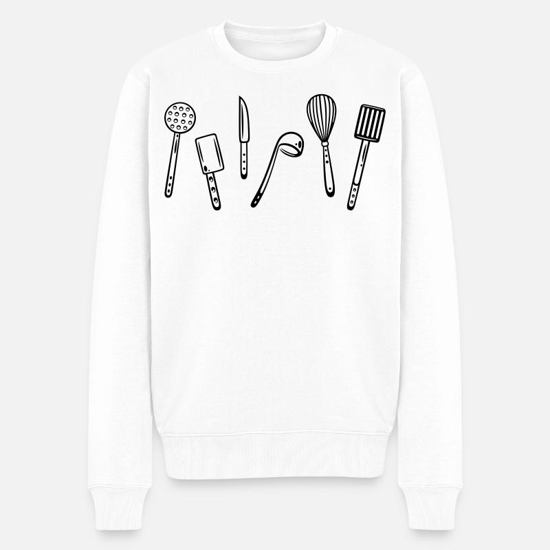 Küche, kochen, Utensilien - Männer Premium Bio Pullover - Weiß